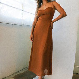 Ali Golden Copper Fitted Bodice Dress XS